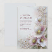 Pearly Pink Hellebore Ethereal Botanical Frame 招待状 (正面/裏面)