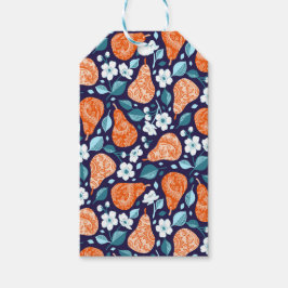 Pears and Blossoms in Orange and Blue ギフトタグ