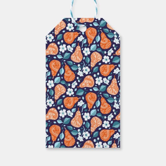 Pears and Blossoms in Orange and Blue ギフトタグ (裏面)