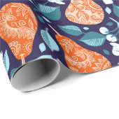 Pears and Blossoms in Orange and Blue ラッピングペーパー (ロールコーナー)