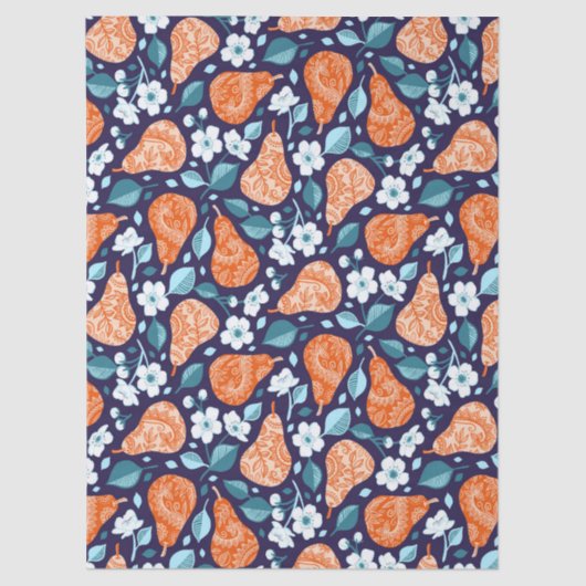 Pears and Blossoms in Orange and Blue 薄葉紙 (正面)