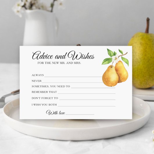 Pears Bridal Shower Advice and Wishes 便箋
