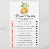Pears Bridal shower He said she said game (正面)