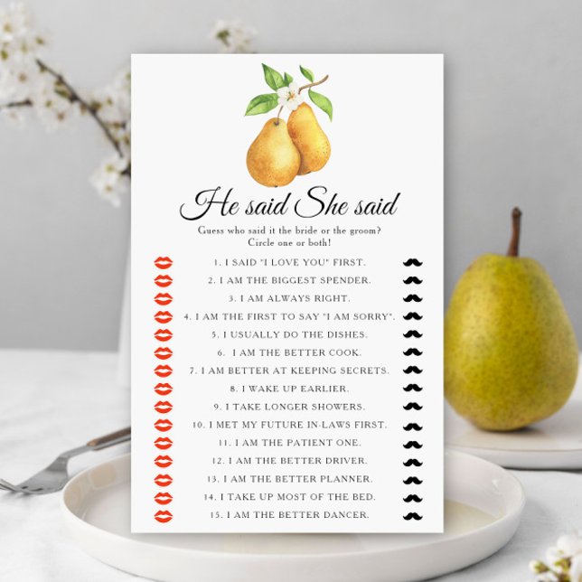 Pears Bridal shower He said she said game (クリエイターアップロード済み)
