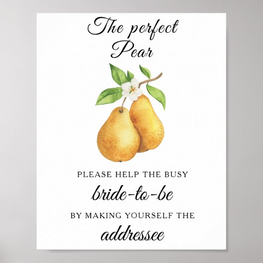 Pears bridal shower Help the busy bride Address ポスター (正面)