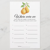 Pears Bridal shower Where were we game (正面)