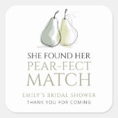 Pears Pear-fect Match Bridal Shower Thank you スクエアシール (正面)