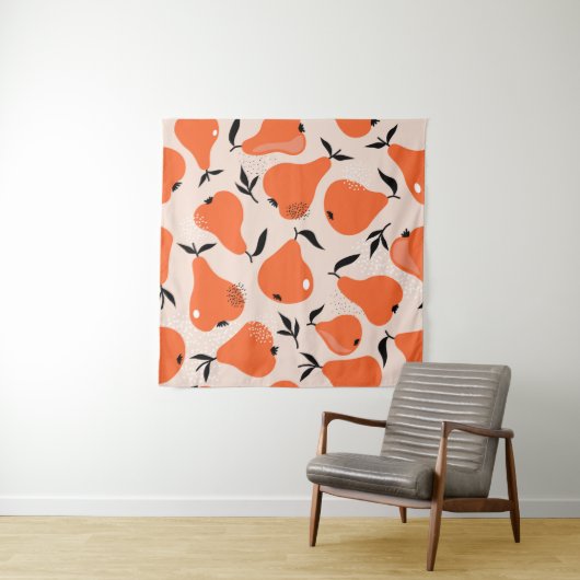 Pears seamless pattern. Hand drawn illustration wi タペストリー (インサイチュ(横))