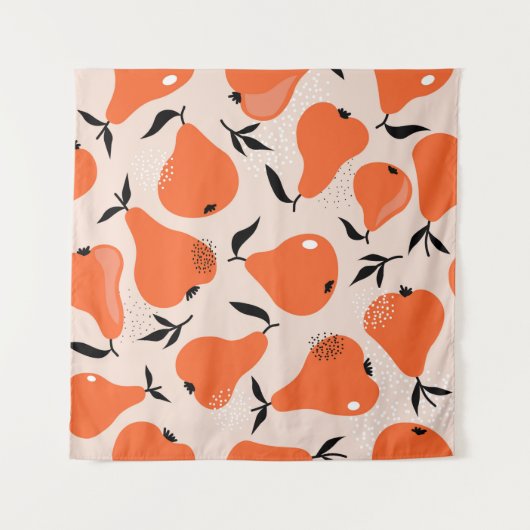 Pears seamless pattern. Hand drawn illustration wi タペストリー (正面)