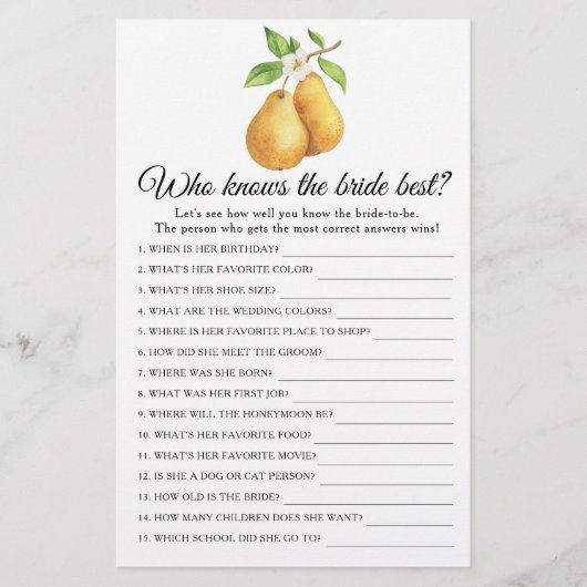 Pears Who knows the bride best (正面)