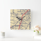 Pearsall TXヴィンテージマップ スクエア壁時計 (ホーム)