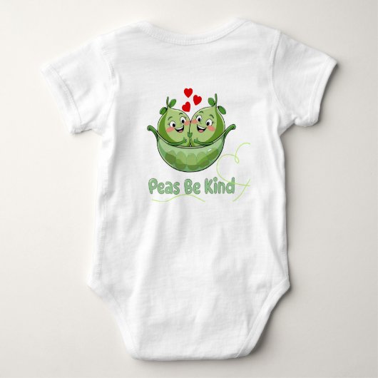 Peas be kind ベビーボディスーツ (裏面)