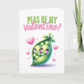 Peas Be My Valentine おもしろい Love カード (正面)
