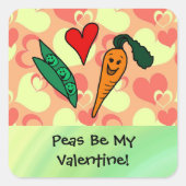 Peas Be My Valentine スクエアシール (正面)