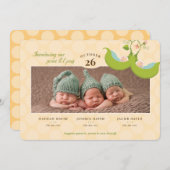 Peas in a Pod All Boys Tripples Birth Announcement 招待状 (正面/裏面)