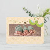 Peas in a Pod All Boys Tripples Birth Announcement 招待状 (スタンド正面)
