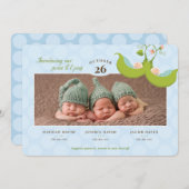 Peas in a Pod All Boys Tripples Birth Announcement 招待状 (正面/裏面)