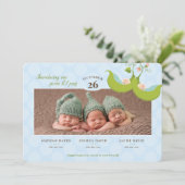 Peas in a Pod All Boys Tripples Birth Announcement 招待状 (スタンド正面)