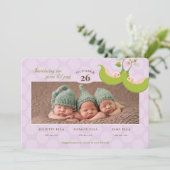 Peas in a Pod All Girl Triplets Birth Announcement 招待状 (スタンド正面)