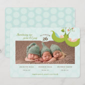 Peas in a Pod Boy Girl三つ子誕生のお知らせ 招待状 (正面/裏面)