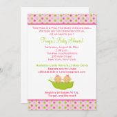 Peas in a Pod Twin Girls 5x7ベビーシャワー招待状 招待状 (正面/裏面)