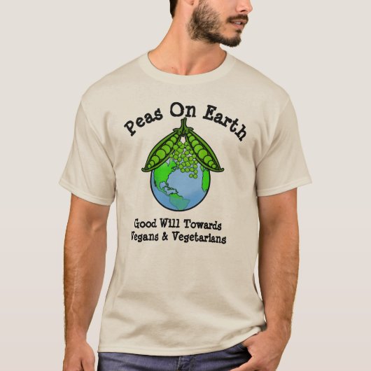 Peas On EarthビーガンまたはベジタリアンTシャツ Tシャツ (正面)