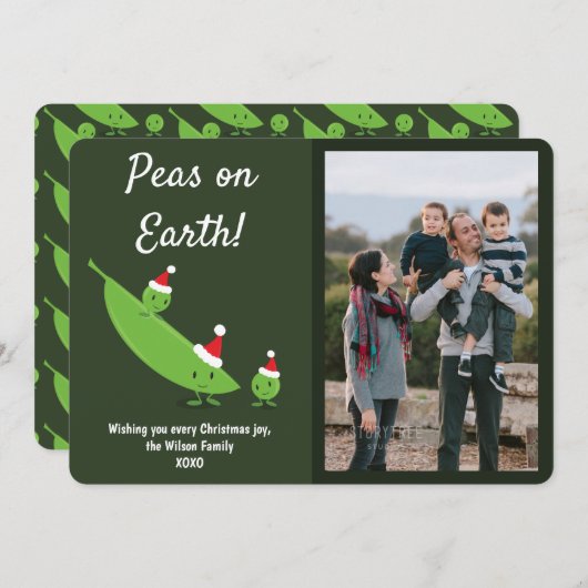 Peas on Earth写真のおもしろいクリスマス シーズンカード (正面/裏面)