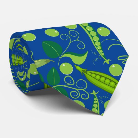 Peas pattern 01.bwブルーBG ネクタイ (ロール)