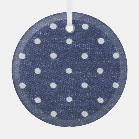 Peas stamp:デニム生地のテクスチャ。 ガラスオーナメント (正面)