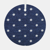 Peas stamp:デニム生地のテクスチャ。 ガラスオーナメント (裏面)