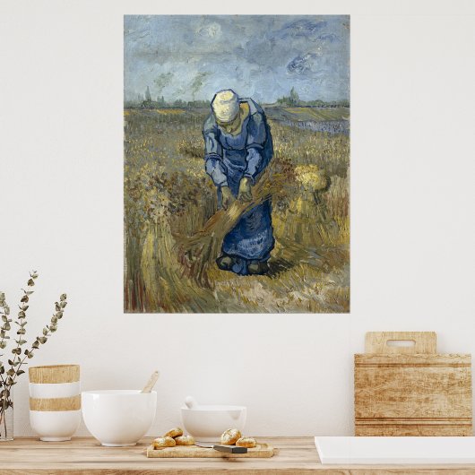 Peasant Woman Binding Sheaves by Vincent Van Gogh ポスター (キッチン)