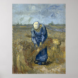 Peasant Woman Binding Sheaves by Vincent Van Gogh ポスター