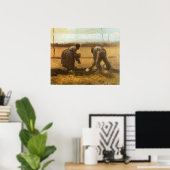 Peasants Planting Potatoes by Vincent van Gogh ポスター (ホームオフィス)