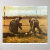 Peasants Planting Potatoes by Vincent van Gogh ポスター (正面)