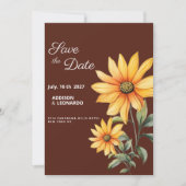 Peaty brown orange mint sunflower Save the Date 招待状 (正面)