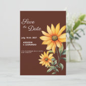 Peaty brown orange mint sunflower Save the Date 招待状 (スタンド正面)