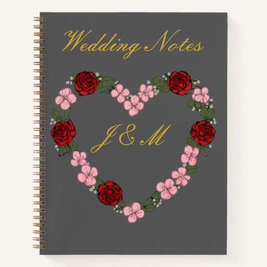 Pebble Grey & Gold Wedding Planner Notebook ノートブック (正面)