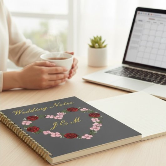 Pebble Grey & Gold Wedding Planner Notebook ノートブック