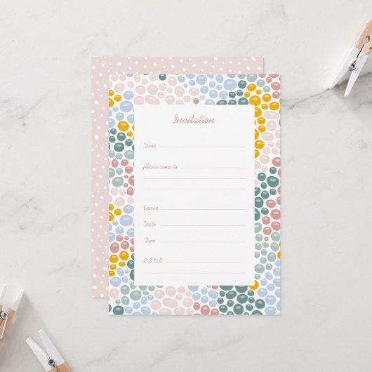 Pebblesフラット招待状 招待状 (正面/裏面インサイチュ)