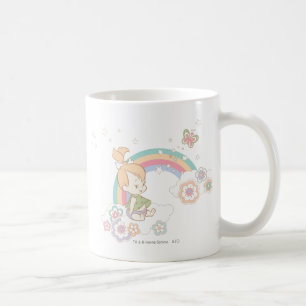 PEBBLES™の虹および花の雲 コーヒーマグカップ