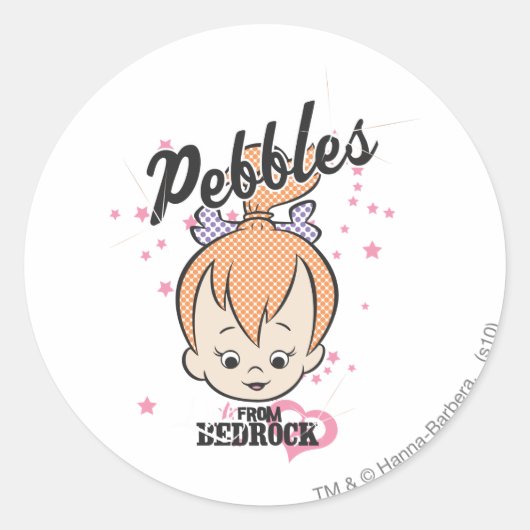 PEBBLES™星とハート ラウンドシール (正面)