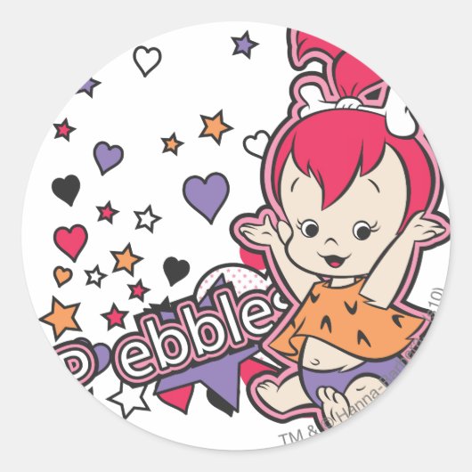 PEBBLES™紫ハート ラウンドシール (正面)