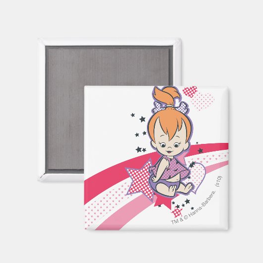 PEBBLES™ on Pink Rainbow マグネット (正面/裏面)