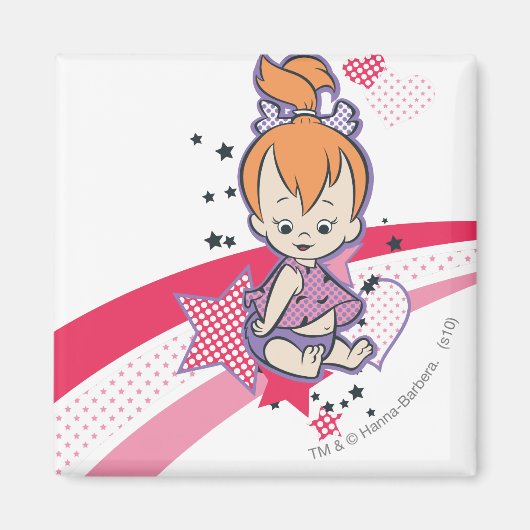 PEBBLES™ on Pink Rainbow マグネット (正面)