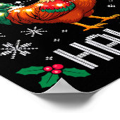 Peck The Halls Chicken Christmas Lights Snowflakes ポスター (角)