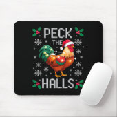 Peck The Halls Chicken Christmas Lights Snowflakes マウスパッド (マウス)