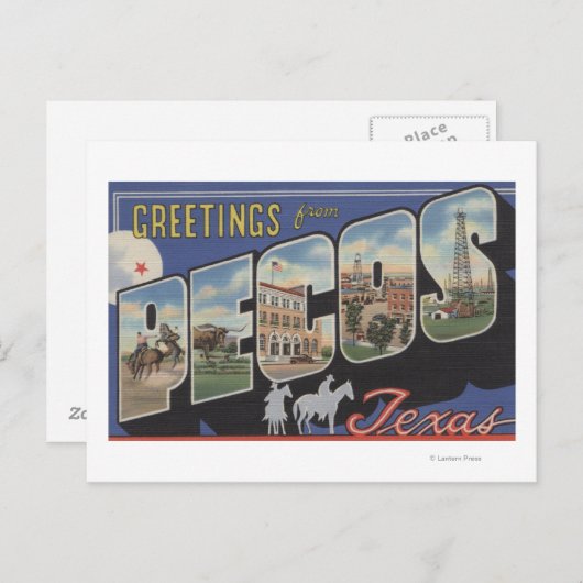 Pecos、TexasLarge Letter ScenesPecos、TX ポストカード (正面/裏面)