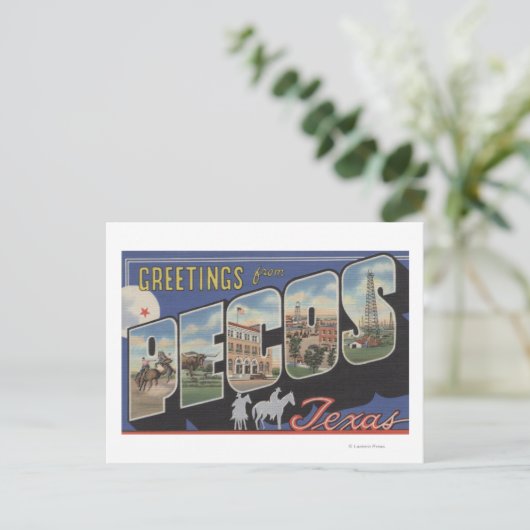 Pecos、TexasLarge Letter ScenesPecos、TX ポストカード (スタンド正面)
