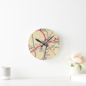 Pecos TXヴィンテージマップ ラウンド壁時計 (ホーム)