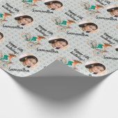 Pedal BikeパーソナライズされたでPhoto Age Girlと名前を付ける ラッピングペーパー (角)